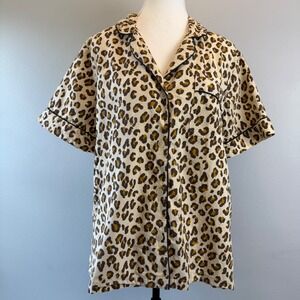 Printfresh Bagheera Leopard Print Organic Cotton Pajama Top Medium Brown Cozy